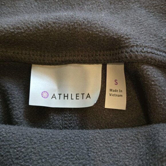 Athleta Leggings Faux‎ Leather Pockets Black Small Logo Style 74305 Yoga Biker - Picture 5 of 10